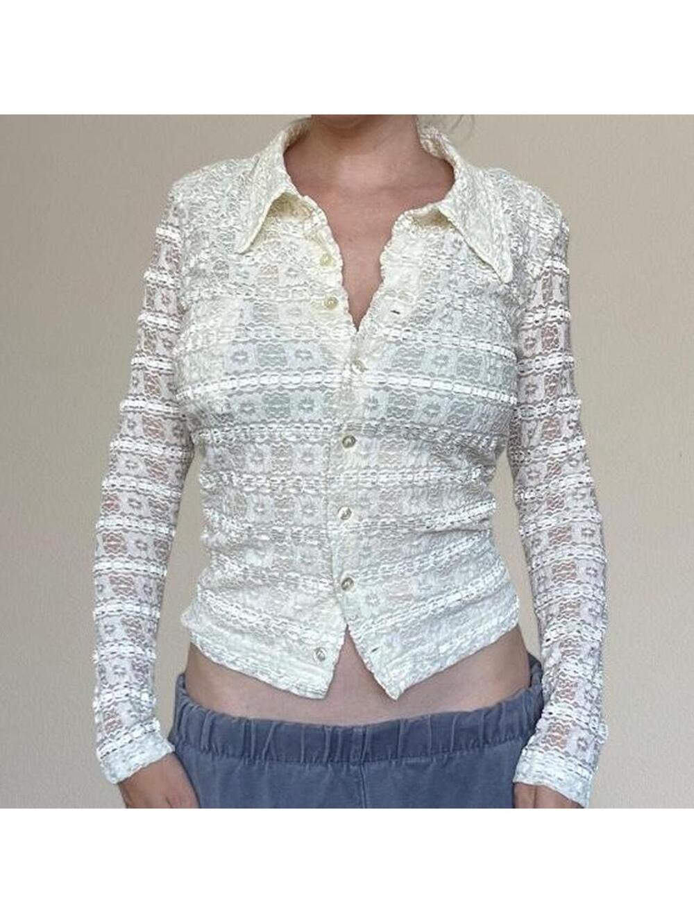 Vintage white lace button up.